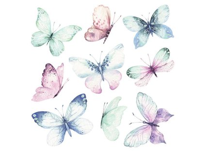 Samolepicí dekorace Crearreda WA M Watercolour Butterflies 54117, akvarel motýli