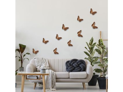 Nástěnná 3D dekorace Crearreda SD Bronze Butterflies 24013 Bronzoví motýli