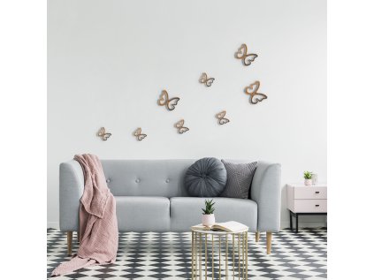 Nástěnná 3D dekorace Crearreda SD Copper Butterflies 24016 Mědění motýli