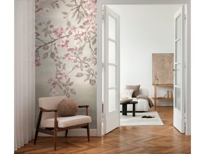 Tapetový stěnový panel / vliesová tapeta  79144-8, role 8,80x0,53 m, barva krémová, růžová, zelená