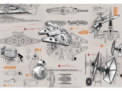 Komar papírová fototapeta 8-493 Star Wars Blueprints, rozměry 368 x 254 cm