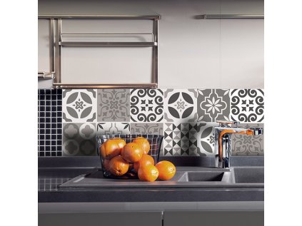 Samolepicí dekorace Crearreda Tile Cover Brown 31219 Kachlík, hnědo-bílé ornamenty