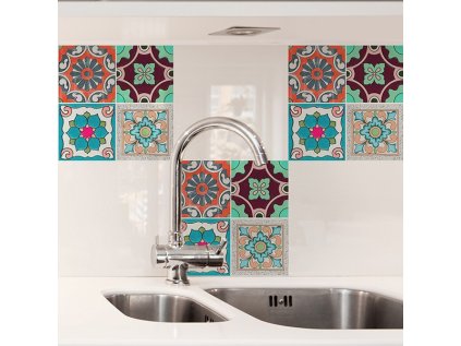 Samolepicí dekorace Crearreda Tile Cover Sicily 31221 Kachlík, sicilské barevné ornamenty