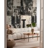 Tapetový stěnový panel / vliesová tapeta  79144-4, role 8,80x0,53 m, barva krémová, šedá, černá