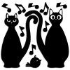 Samolepicí dekorace Crearreda FM M Cats Silhouettes 54511 Siluety koček s notami